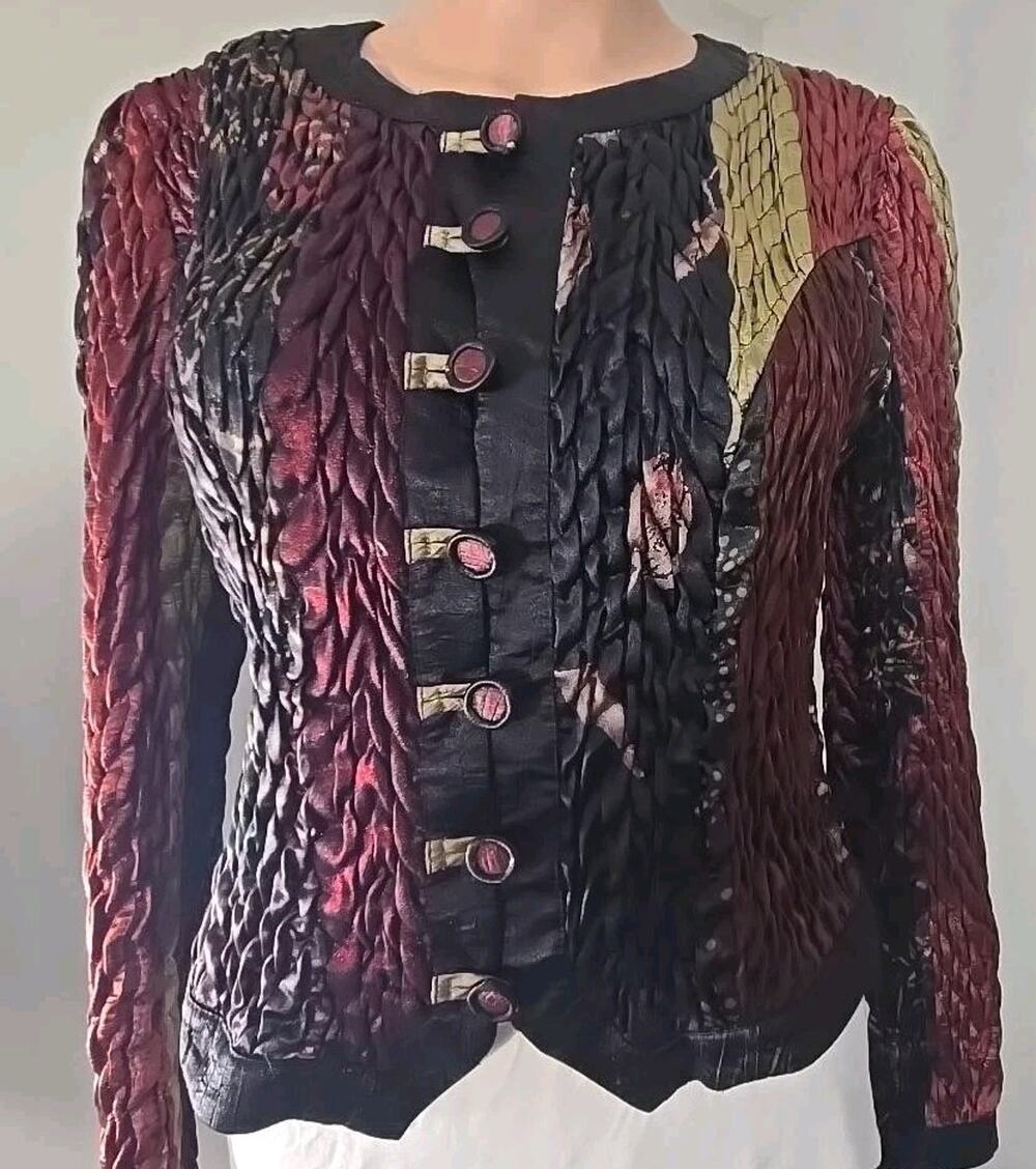 Jeanne Marc Collection Womens S 8 10 Crinkle Patchwork Art to Wear Jacket USA